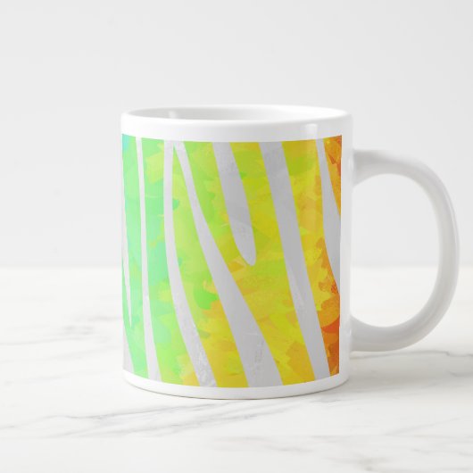 Zebra regenboog en witafdrukken grote koffiekop (Rechts)
