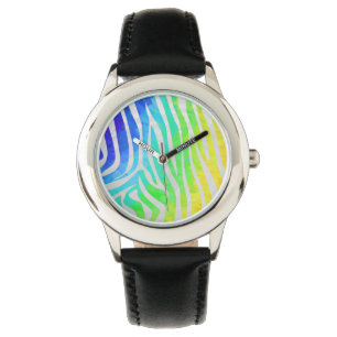Zebra regenboog en witafdrukken horloge