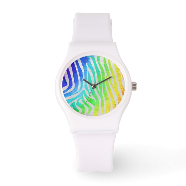 Zebra regenboog en witafdrukken horloge (Voorkant)