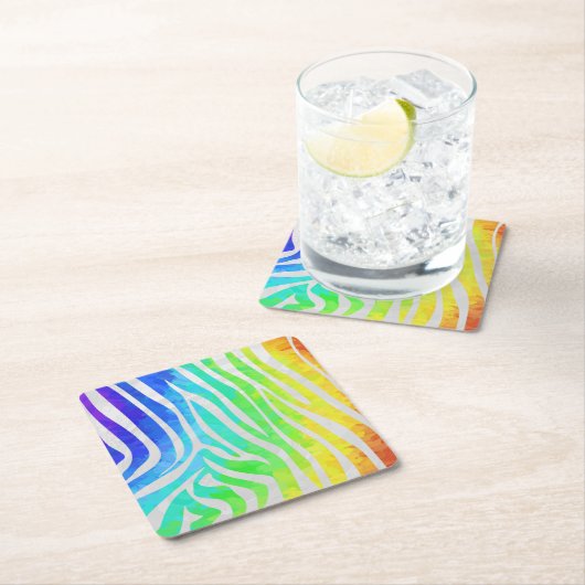 Zebra regenboog en witafdrukken kartonnen onderzetters (Insitu)