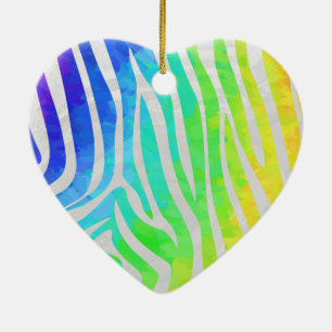 Zebra regenboog en witafdrukken keramisch ornament