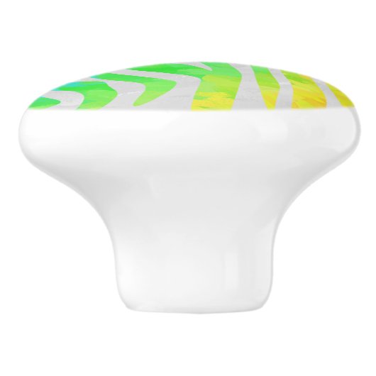 Zebra regenboog en witafdrukken keramische knop (Zijkant)