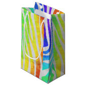 Zebra regenboog en witafdrukken klein cadeauzakje (Voorkant Gekanteld)
