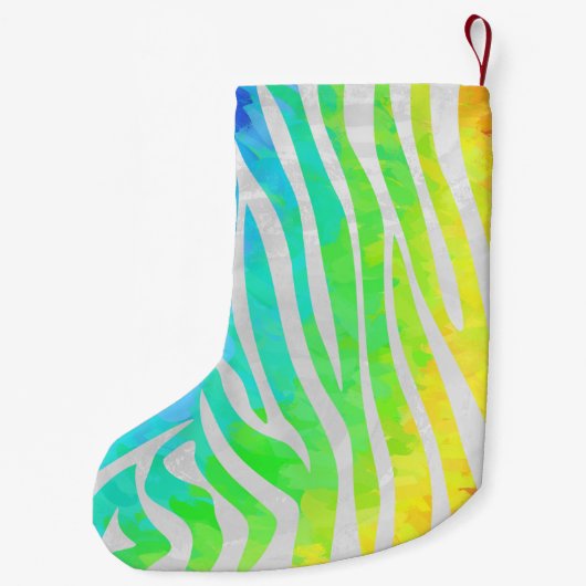 Zebra regenboog en witafdrukken kleine kerstsok (Achterkant)