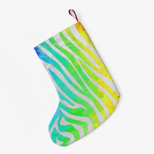 Zebra regenboog en witafdrukken kleine kerstsok (Achterkant (Hangend))