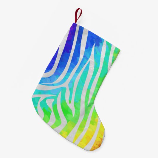 Zebra regenboog en witafdrukken kleine kerstsok (Voorkant (Hangend))