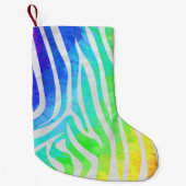 Zebra regenboog en witafdrukken kleine kerstsok (Voorkant)