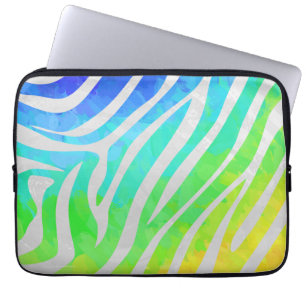 Zebra regenboog en witafdrukken laptop sleeve