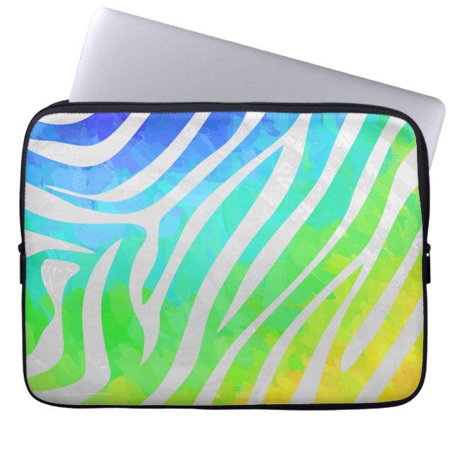 Zebra regenboog en witafdrukken laptop sleeve (Voorkant)