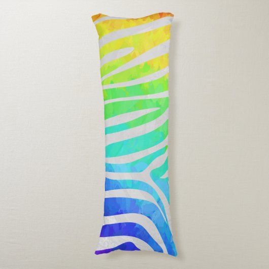 Zebra regenboog en witafdrukken lichaamskussen (Voorkant Verticaal)