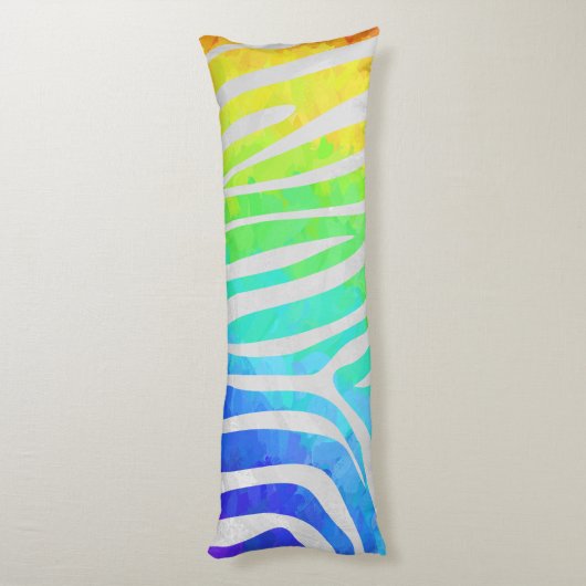 Zebra regenboog en witafdrukken lichaamskussen (Achterkant (Verticaal))