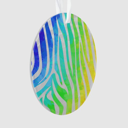 Zebra regenboog en witafdrukken ornament (voorkant)
