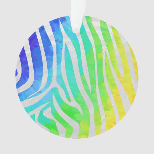 Zebra regenboog en witafdrukken ornament (voorkant)