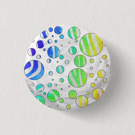 Zebra regenboog en witafdrukken ronde button 3,2 cm (Voorkant)