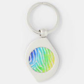 Zebra regenboog en witafdrukken sleutelhanger (Voorkant)