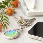 Zebra regenboog en witafdrukken sleutelhanger (Zijkant)