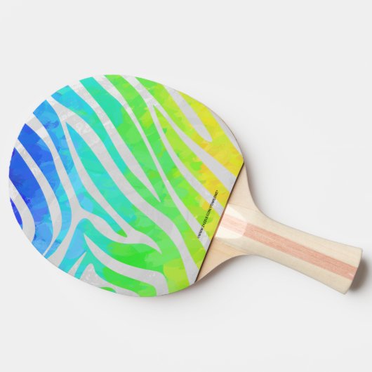 Zebra regenboog en witafdrukken tafeltennisbatje (Zijkant)