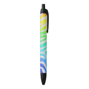 Zebra regenboog en witafdrukken zwarte inkt pen