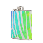 Zebra Regenboog en Witte Print Heupfles (Links)