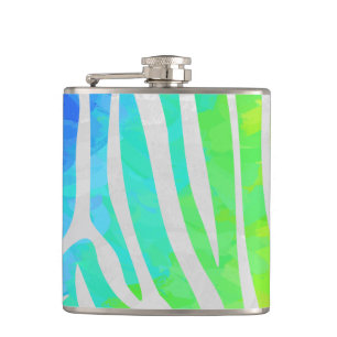 Zebra Regenboog en Witte Print Heupfles