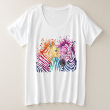 Zebra Regenboog plus grootte T Shirt