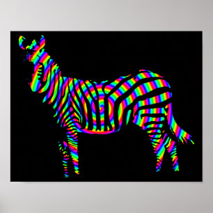 Zebra Regenboog Silhouet Poster Bord