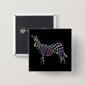 Zebra Regenboog Silhouette Knop Speldje (Voorkant /achterkant)