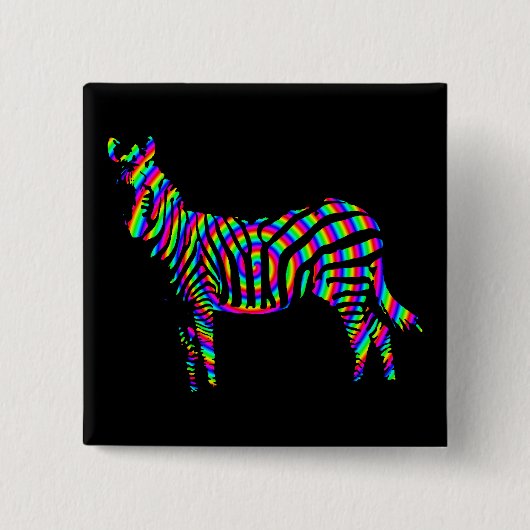 Zebra Regenboog Silhouette Knop Speldje (Voorkant)