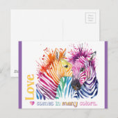 Zebra regenboogBriefkaart Briefkaart (Voorkant / Achterkant)