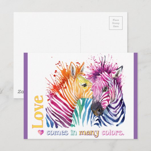 Zebra regenboogBriefkaart Briefkaart (Voorkant / Achterkant)