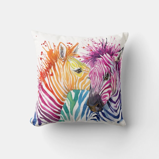 Zebra regenboogpiloot kussen (Voorkant)
