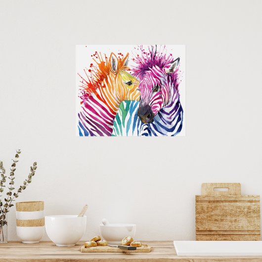 Zebra regenboogPoster Poster (Keuken)
