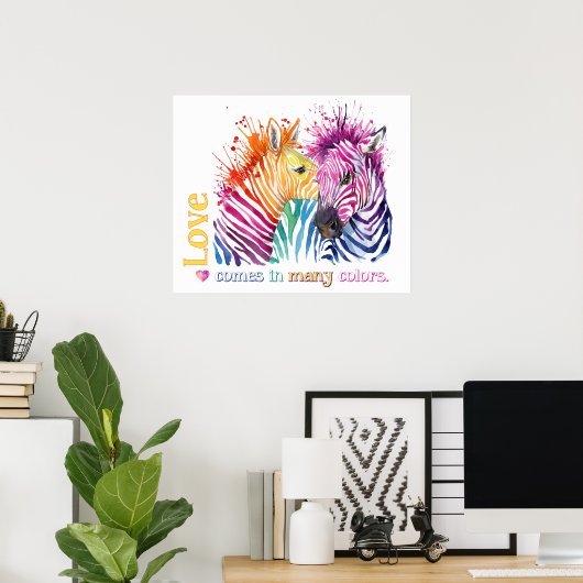 Zebra regenboogPoster Poster (Thuiskantoor)