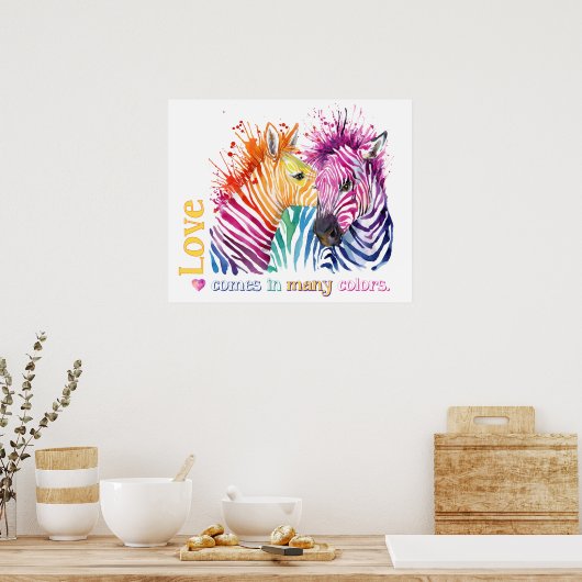 Zebra regenboogPoster Poster (Keuken)