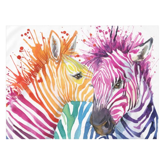 Zebra regenboogtablet tafelkleed (Voorkant (Horizontaal))