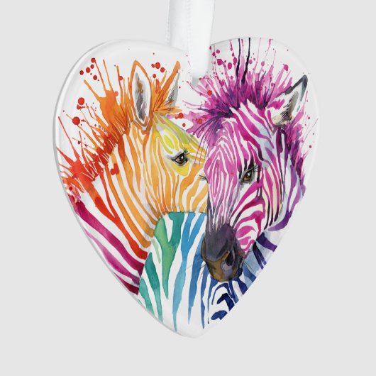 Zebra Regenboogversiering Ornament (voorkant)