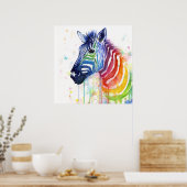 Zebra regenboogWaterverf Poster voor het schildere (Keuken)