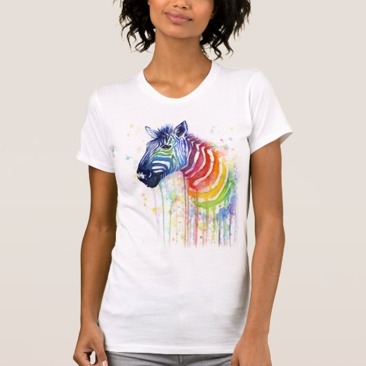 Zebra regenboogWaterverf Shirt (Voorkant)