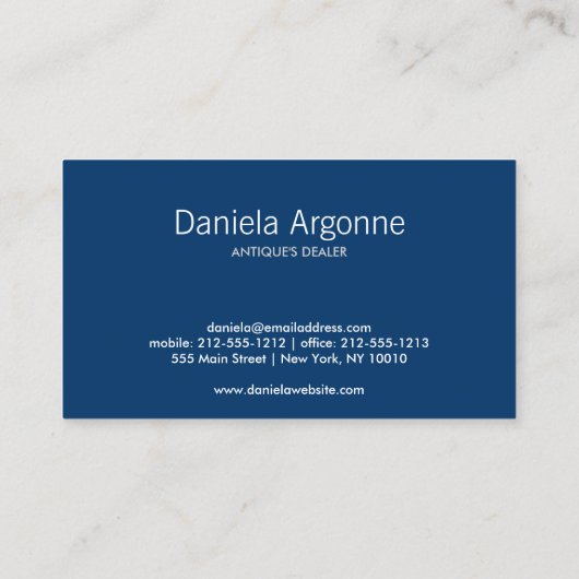 ZEBRA REGENCY in NAVY BLAUW & GRIJS Visitekaartje (Achterkant)