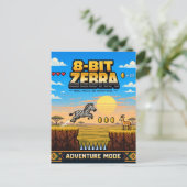 Zebra, Retro 8-Bit Pixelkunst Briefkaart (Staand voorkant)