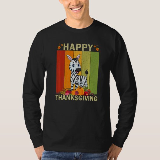 Zebra  Retro Graphic Family Matching Thanksgiving T-shirt (Voorkant)