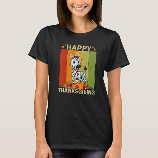 Zebra  Retro Graphic Family Matching Thanksgiving T-shirt (Voorkant)