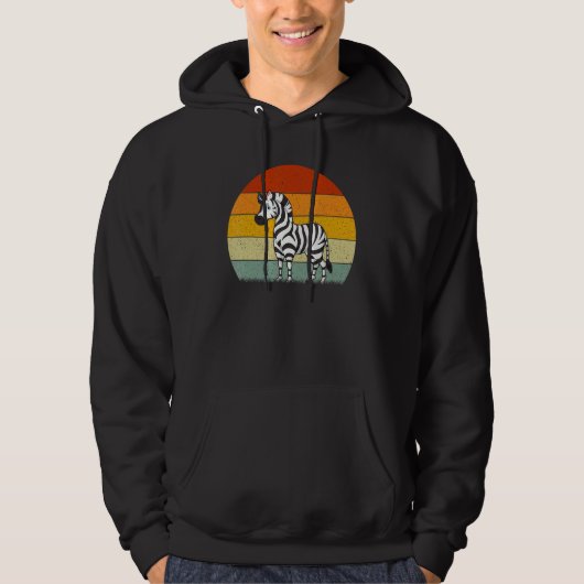 Zebra Retro Stijl Vintage Hoodie (Voorkant)