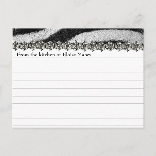 Zebra Rhinestone bekijkt de gepersonaliseerde Ontv Briefkaart (Voorkant)