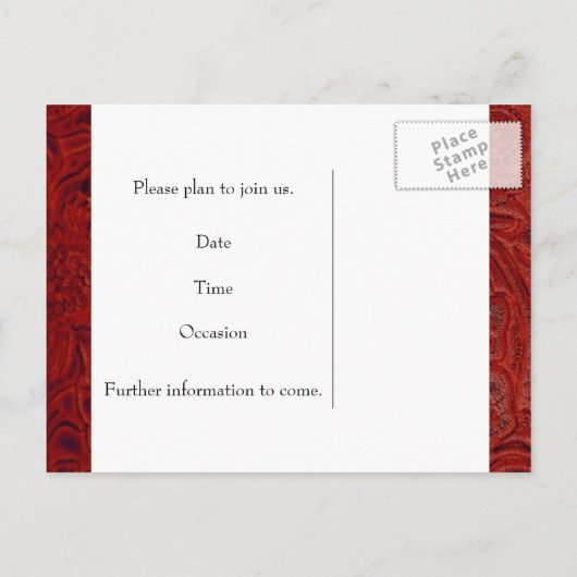 Zebra Rhinestone Red Leather Save the Date Aankondigingskaart (Achterkant)