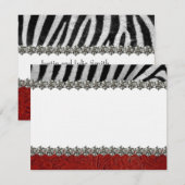 Zebra Rhinestone rood leder Dank je wel Bedankkaart (Voorkant / Achterkant)