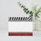 Zebra Rhinestone rood leder Dank je wel Bedankkaart (Staand voorkant)