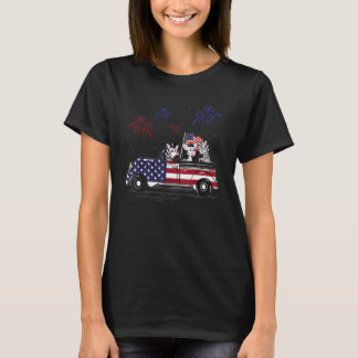 Zebra Rijdende Vrachtwagen Amerikaanse Vlag Vuurwe T-shirt