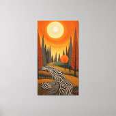 Zebra Rivier: Dot Art Zonsondergang in het Wild Canvas Afdruk (Voorkant)