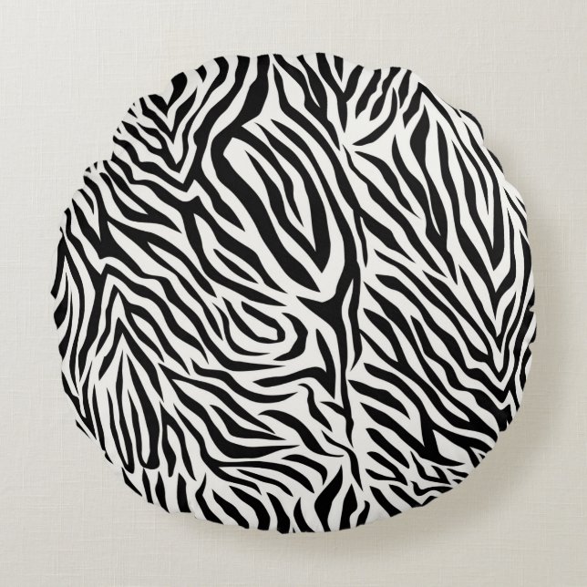 Zebra Ronde Sierkussen (16 inch) Rond Kussen (Voorkant)